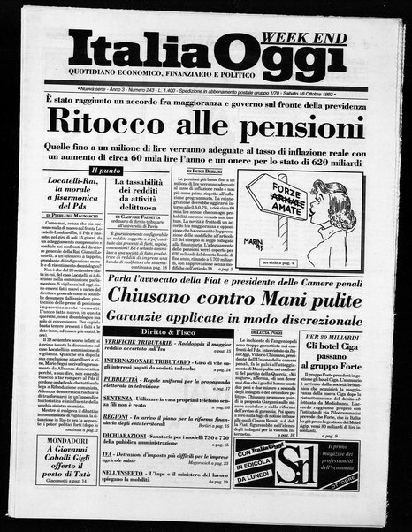 Italia oggi : quotidiano di economia finanza e politica